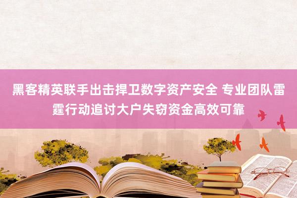 黑客精英联手出击捍卫数字资产安全 专业团队雷霆行动追讨大户失窃资金高效可靠