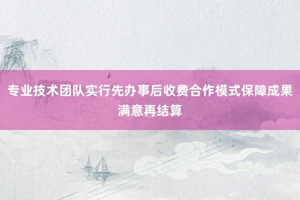 专业技术团队实行先办事后收费合作模式保障成果满意再结算