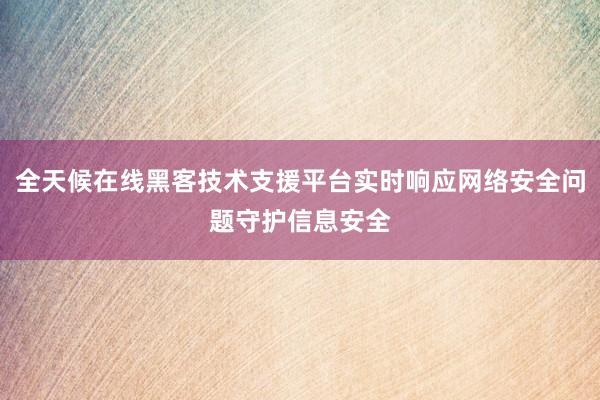 全天候在线黑客技术支援平台实时响应网络安全问题守护信息安全