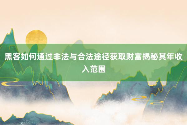 黑客如何通过非法与合法途径获取财富揭秘其年收入范围