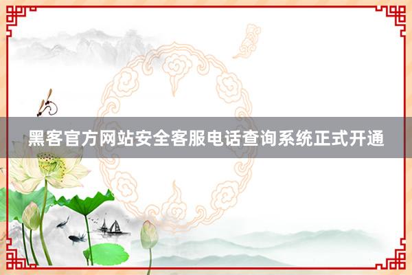 黑客官方网站安全客服电话查询系统正式开通