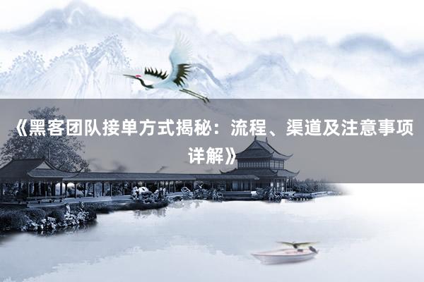 《黑客团队接单方式揭秘：流程、渠道及注意事项详解》